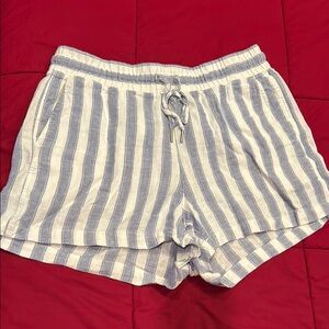 GAP High Waist Blue and White Striped Shorts
